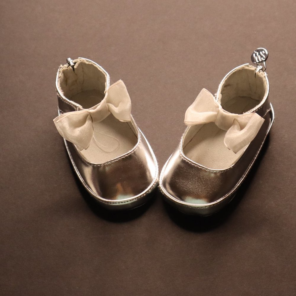 Silver Mary Jane's w/Organza Bow